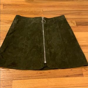 Suede mini skirt with pull-ring zipper